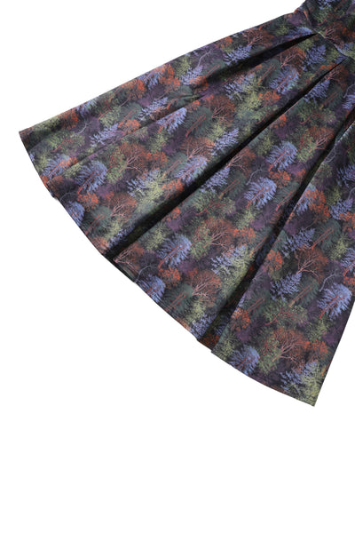 Close up view of Autumn Foliage Off Shoulder Dress