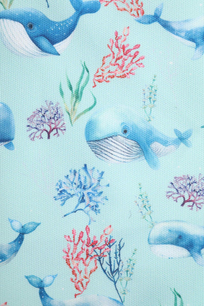 Blue Whale Print Beach Tote Bag