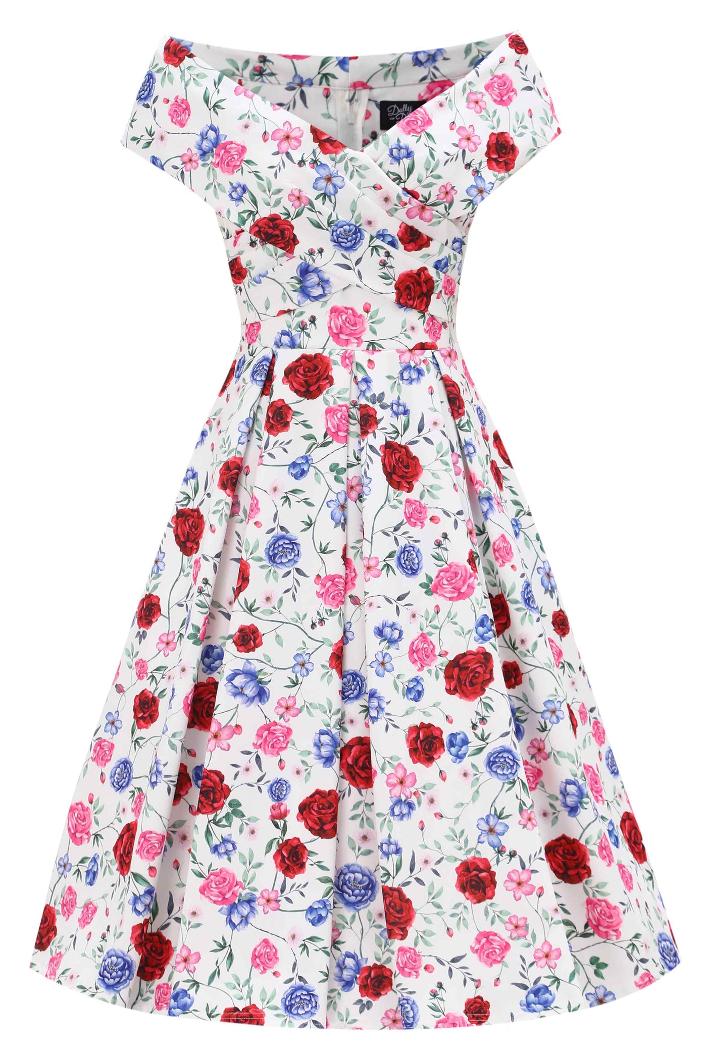 Front view of Beverly Rose Off Shoulder Dress In White