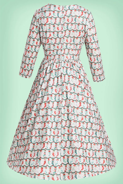 Back view of Billie Christmas Stocking Long Sleeved Dress