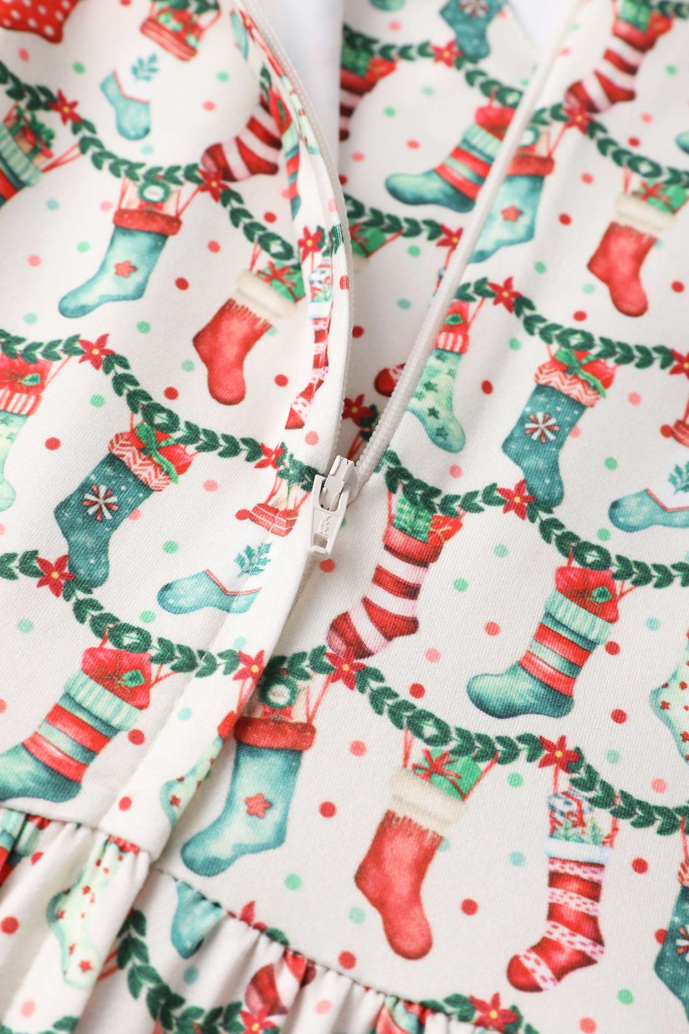 Zipper of Billie Christmas Stocking Long Sleeved Dress