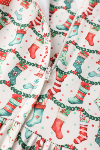 Zipper of Billie Christmas Stocking Long Sleeved Dress