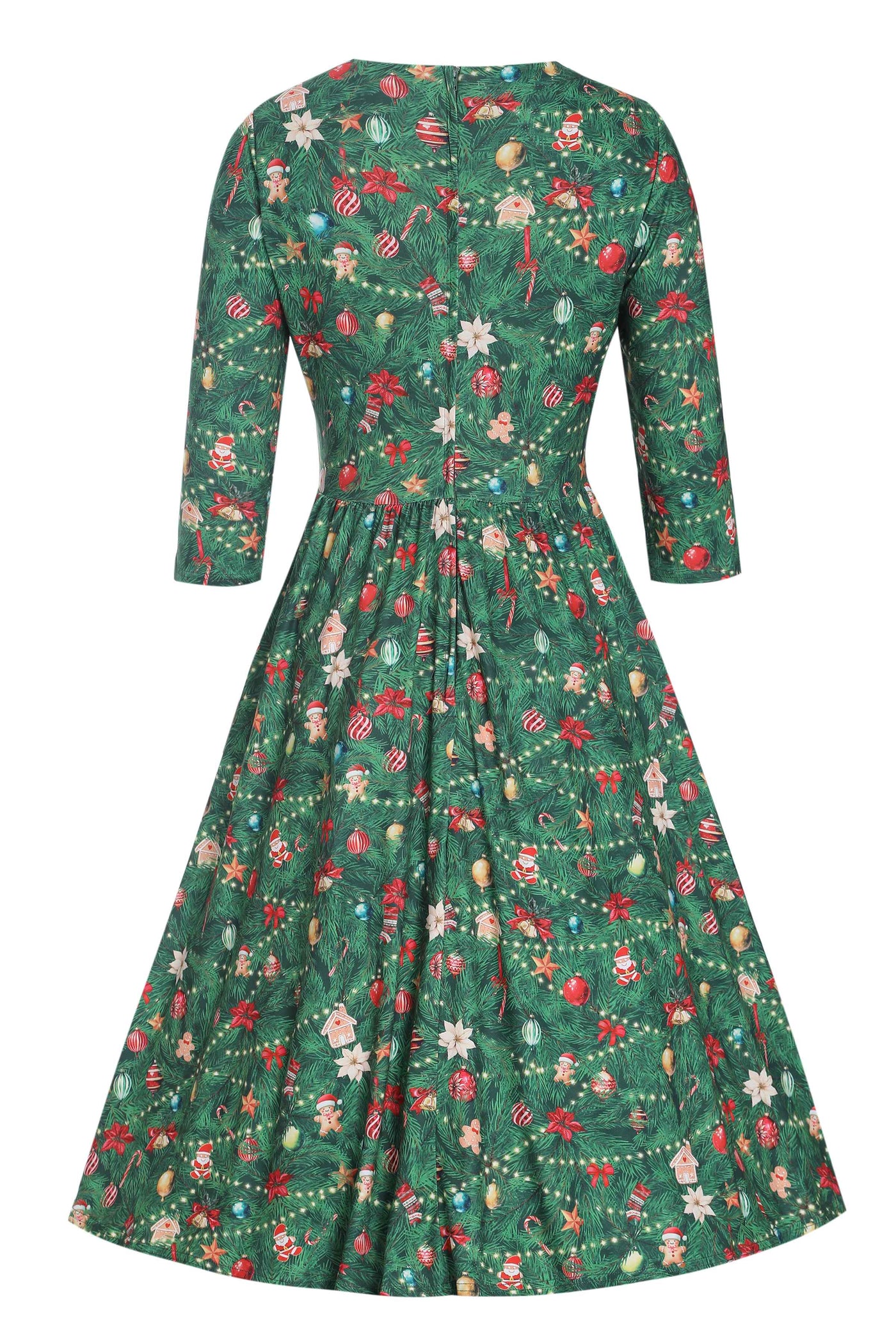 Back view of Billie Christmas Tree Long Sleeved Dress