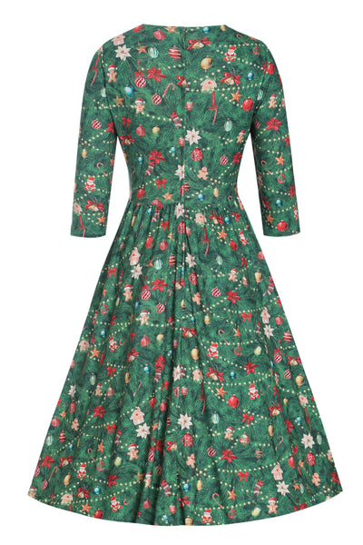 Back view of Billie Christmas Tree Long Sleeved Dress