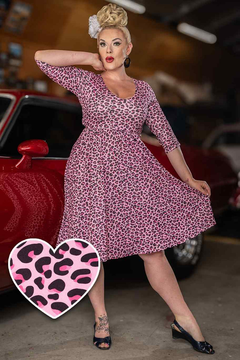 A model wearing a Pink Leopard Print Dress