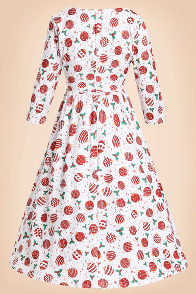 Back view of Billie Red Bauble Long Sleeved Dress