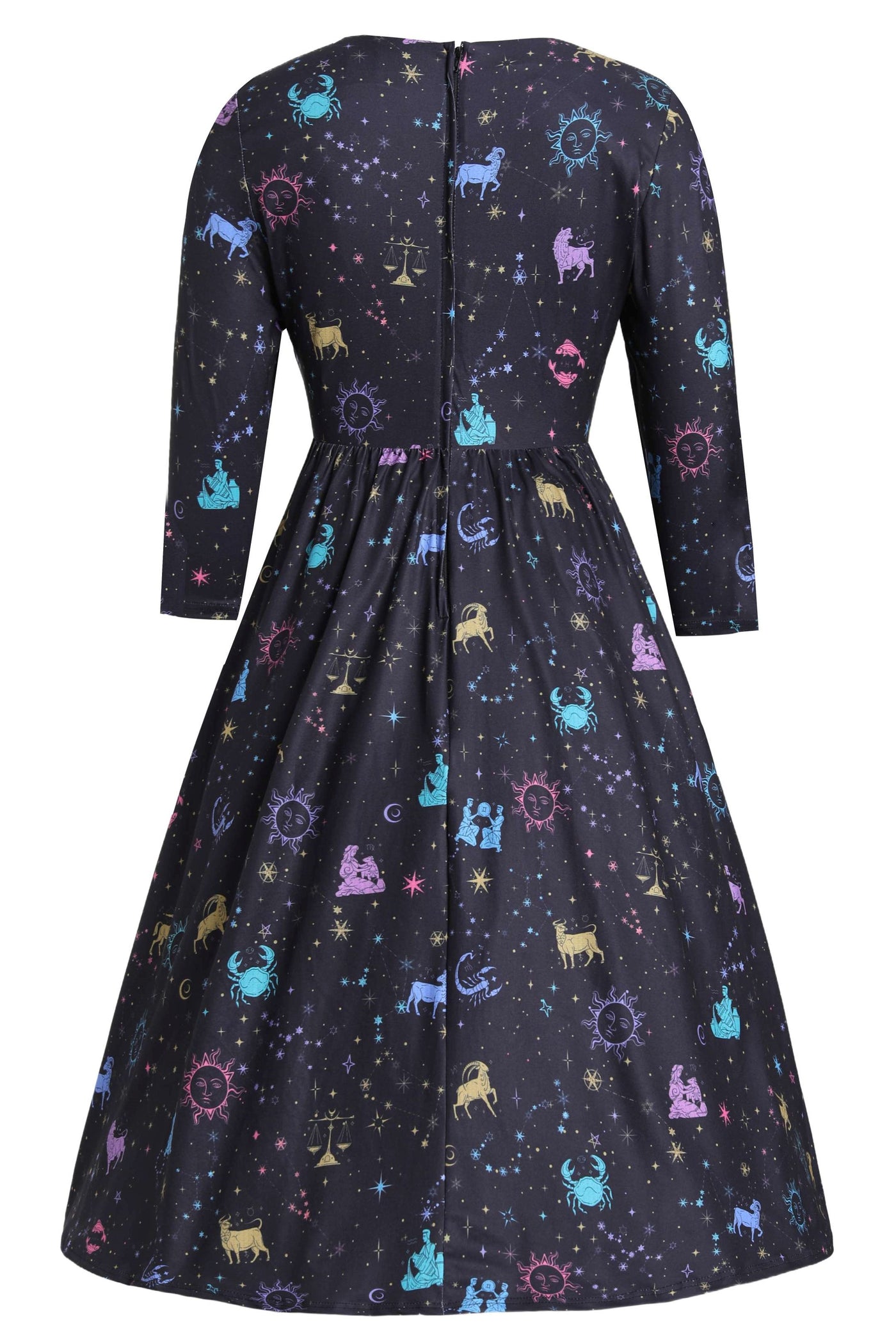 Back view of Billie Sparkly Horoscope Black Dress