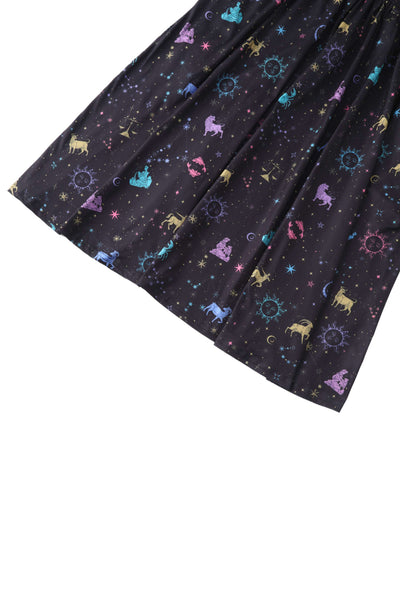 Close up view of Billie Sparkly Horoscope Black Dress