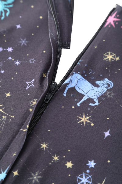 Zipper of Billie Sparkly Horoscope Black Dress