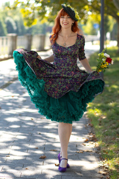 Scarlette Bird & Floral Midi Dress On Purple