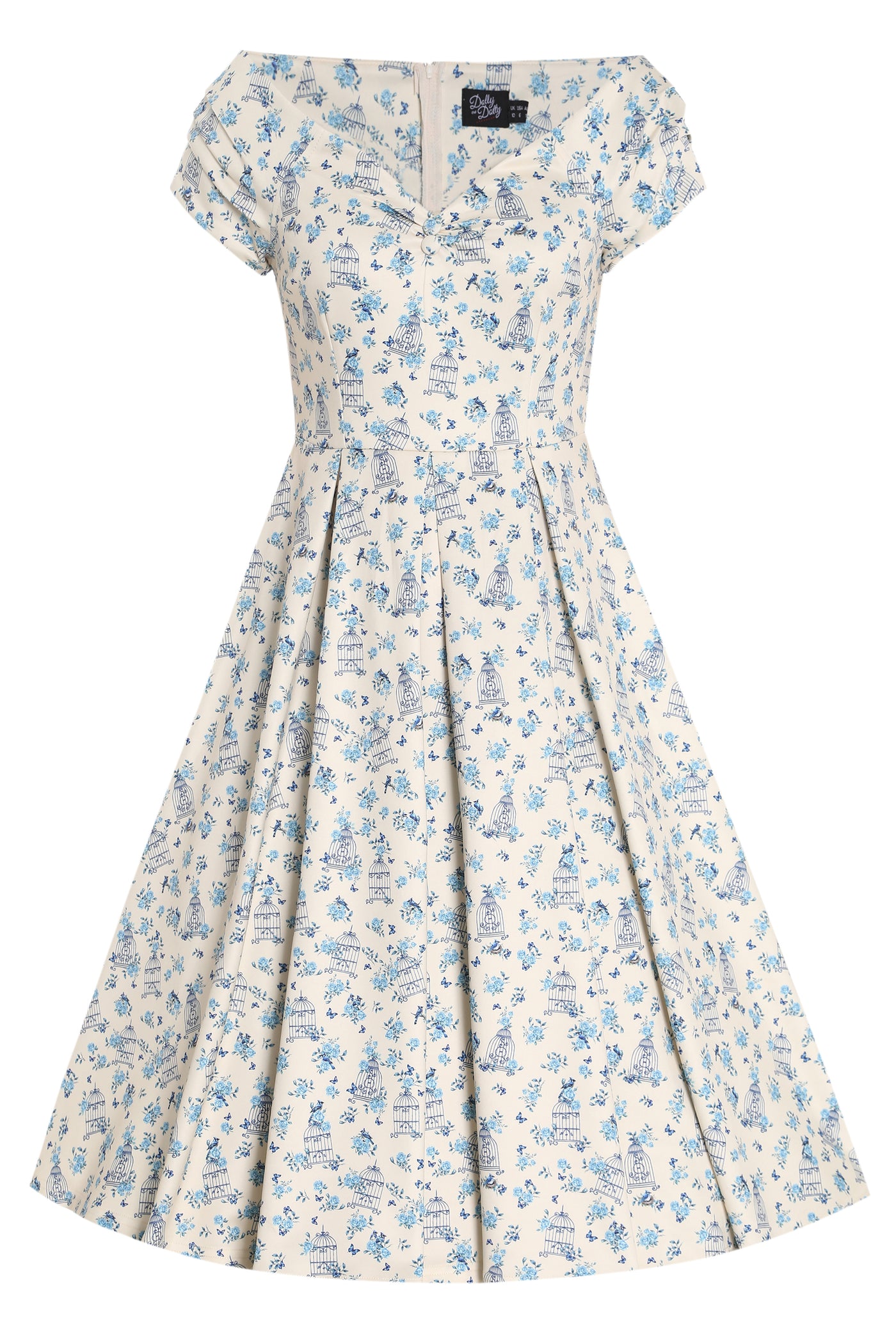 Bird Cage Off Shoulder Dress In Cream White