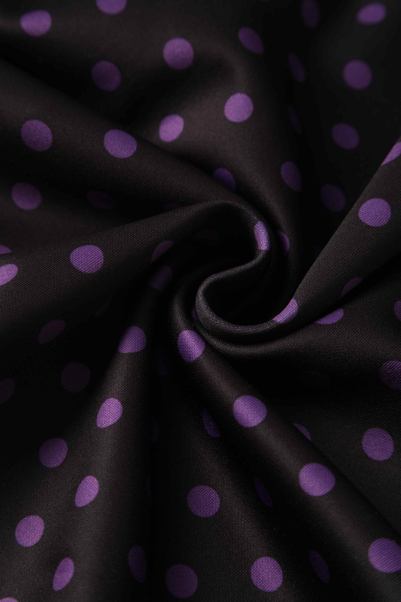  Black & Purple Polka Dot Midi Dress