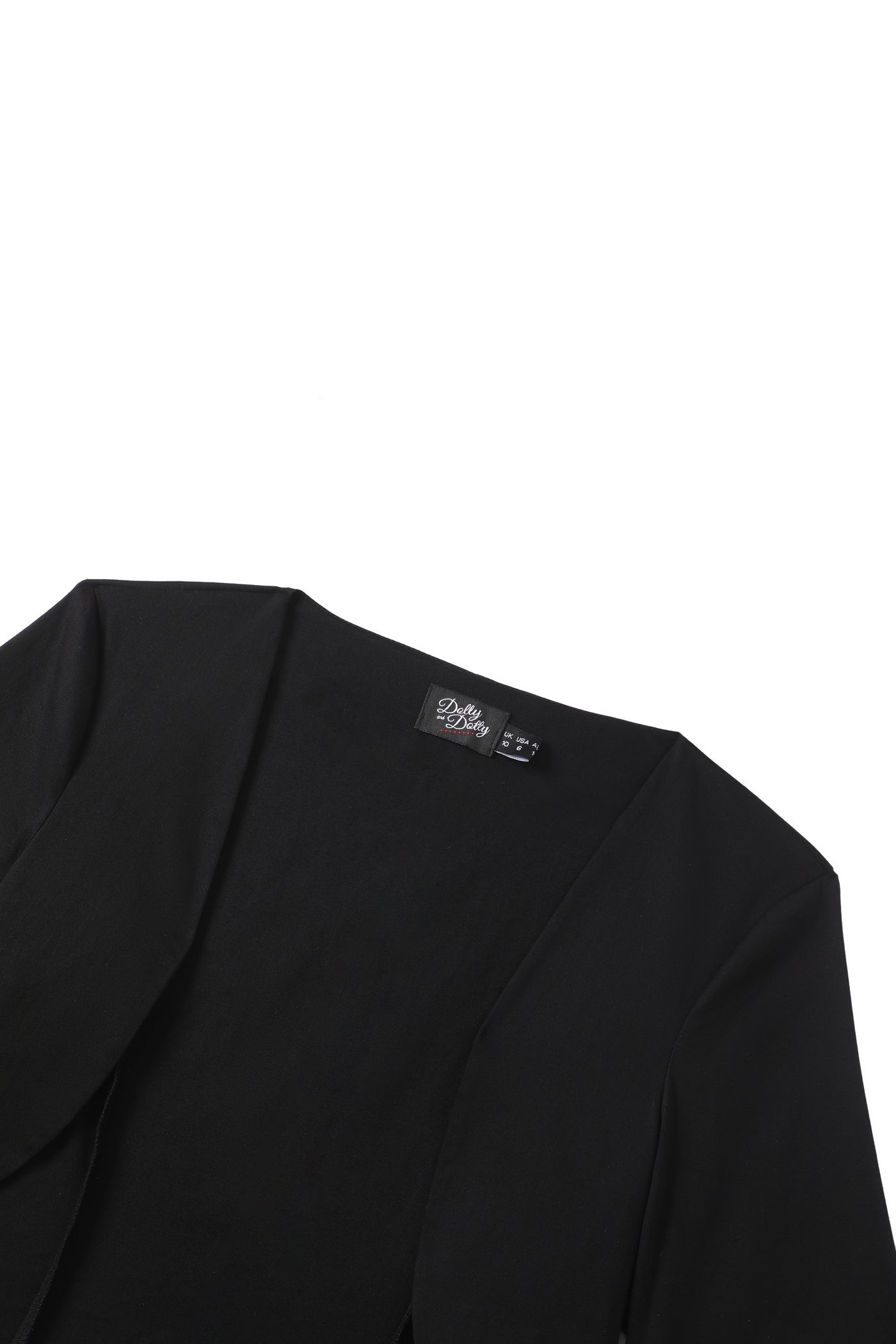 Close up view of Black Bolero Jacket
