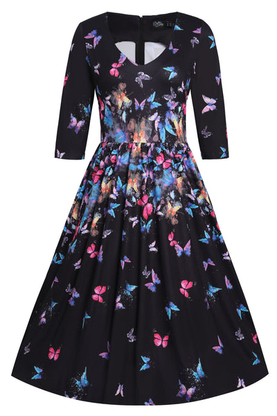 Black Butterfly Long Sleeved Dress
