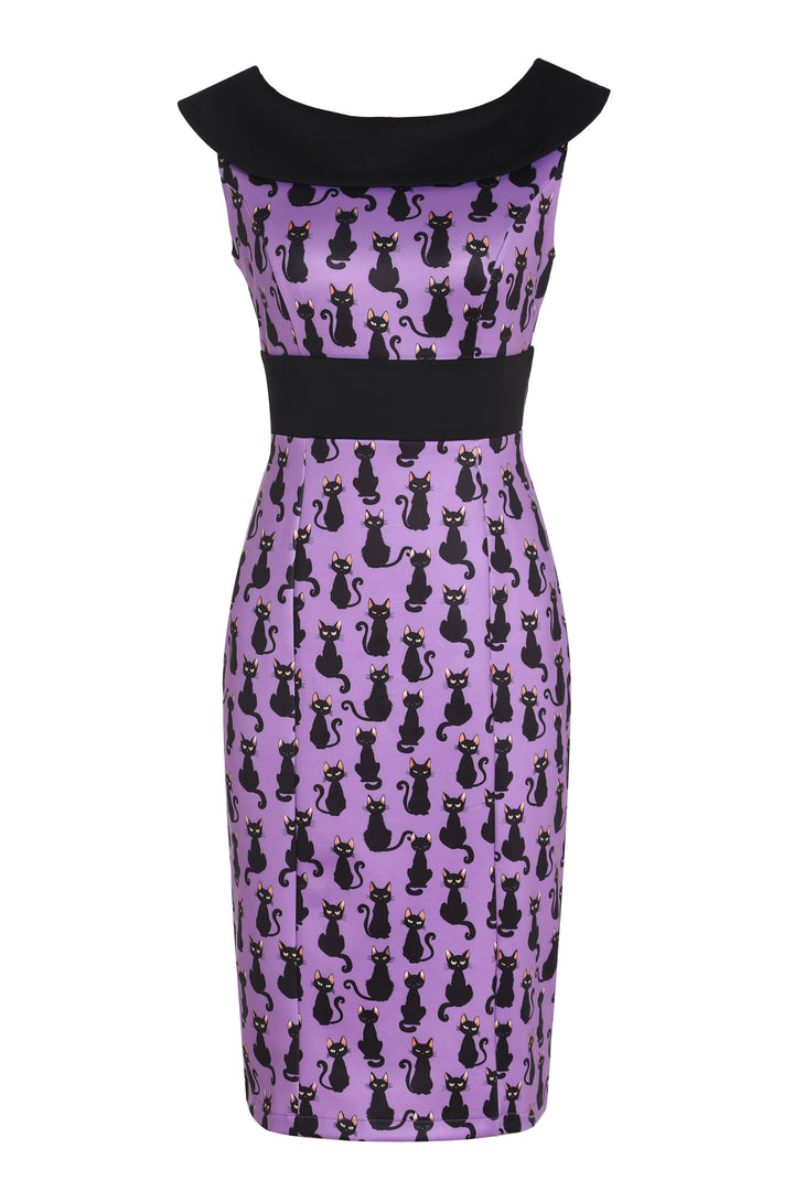 Quirky Black Cat Wiggle Dress