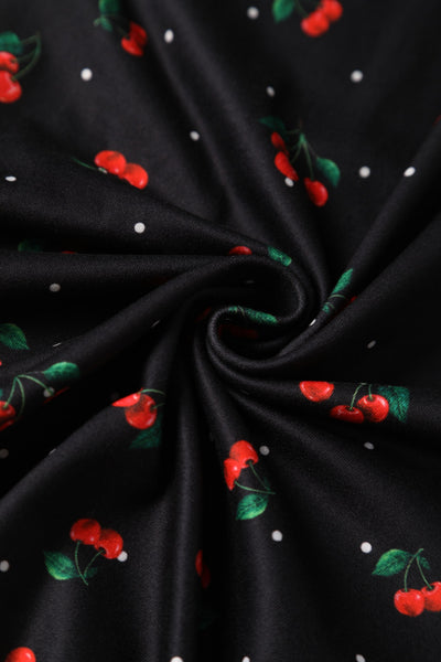black cherry and polka dot print on knit fabric
