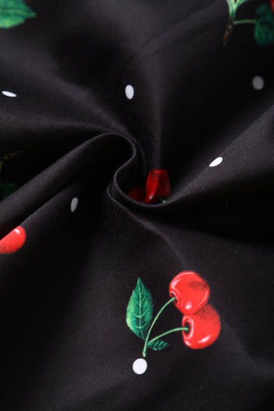 Black Cherry Retro Flared Dress In Cotton