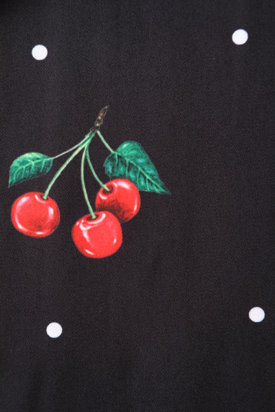 Black Cherry Retro Flared Dress In Cotton