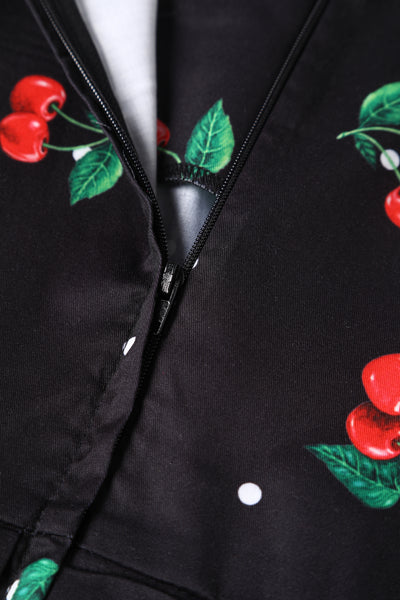 Black Cherry Retro Flared Dress In Cotton