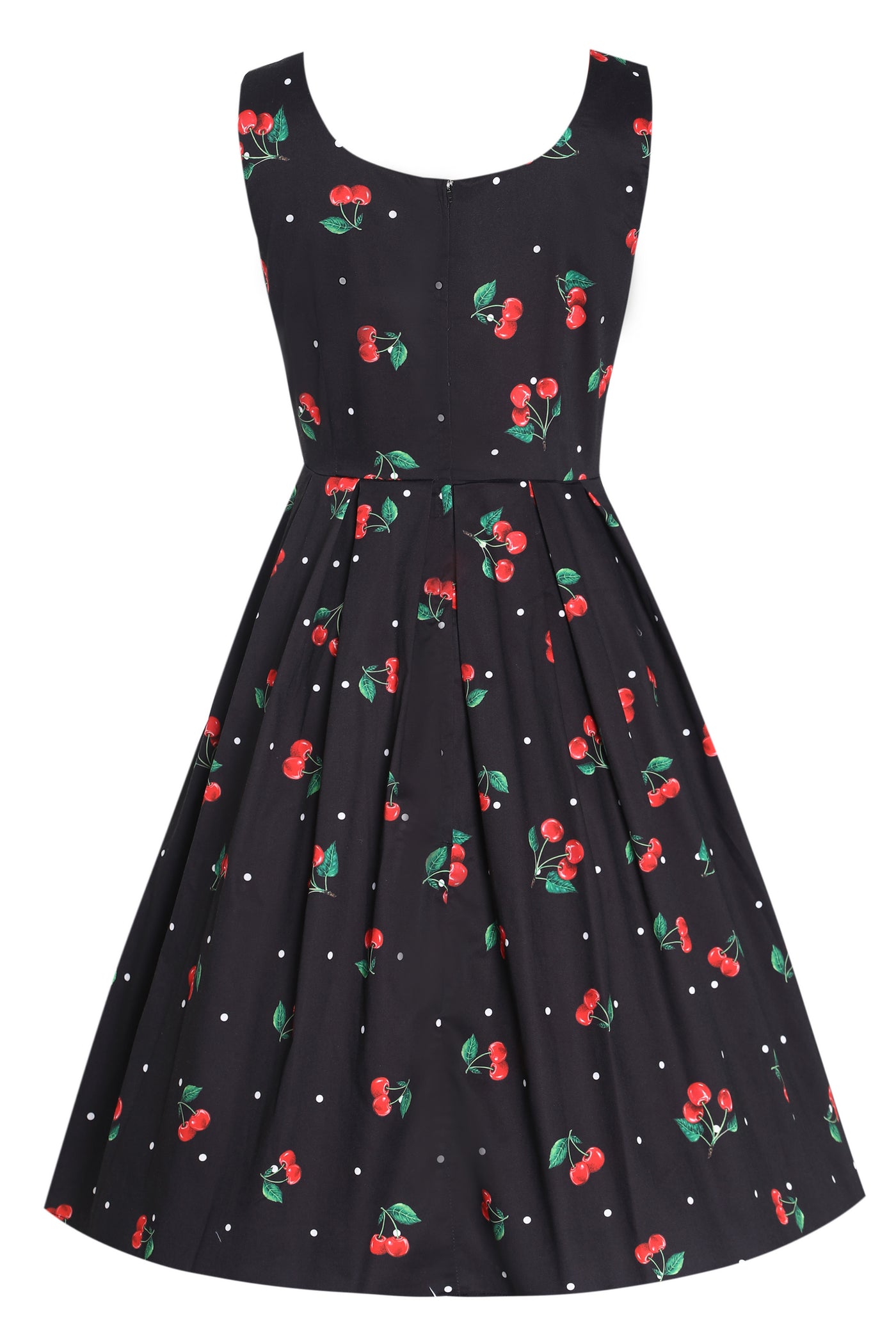 Black Cherry Retro Flared Dress In Cotton