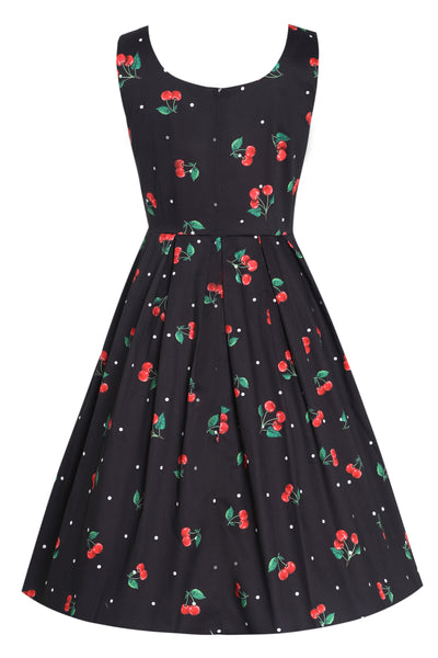 Black Cherry Retro Flared Dress In Cotton