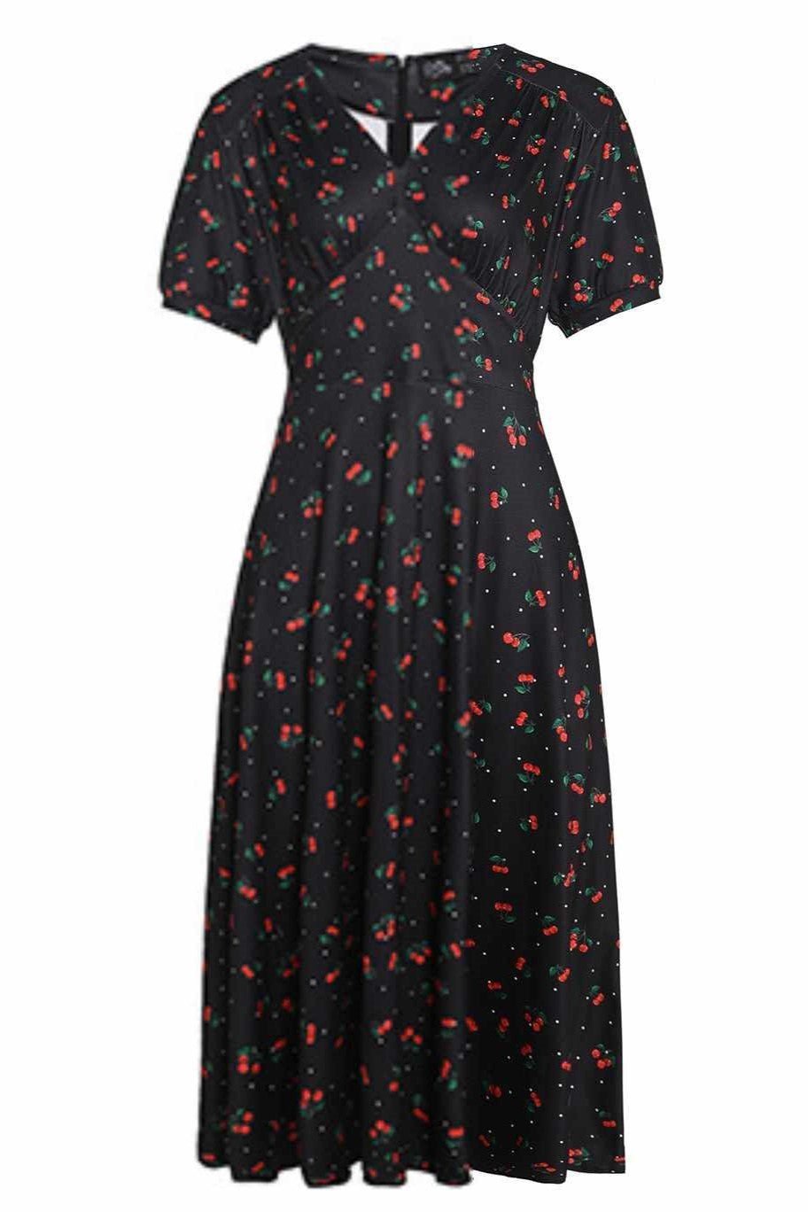 Retro Black Cherry Tea Dress