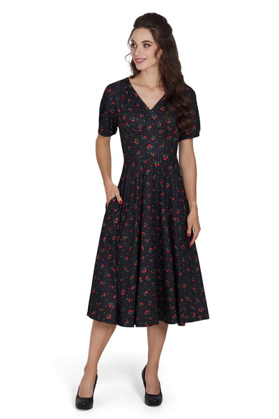 Retro Black Cherry Tea Dress