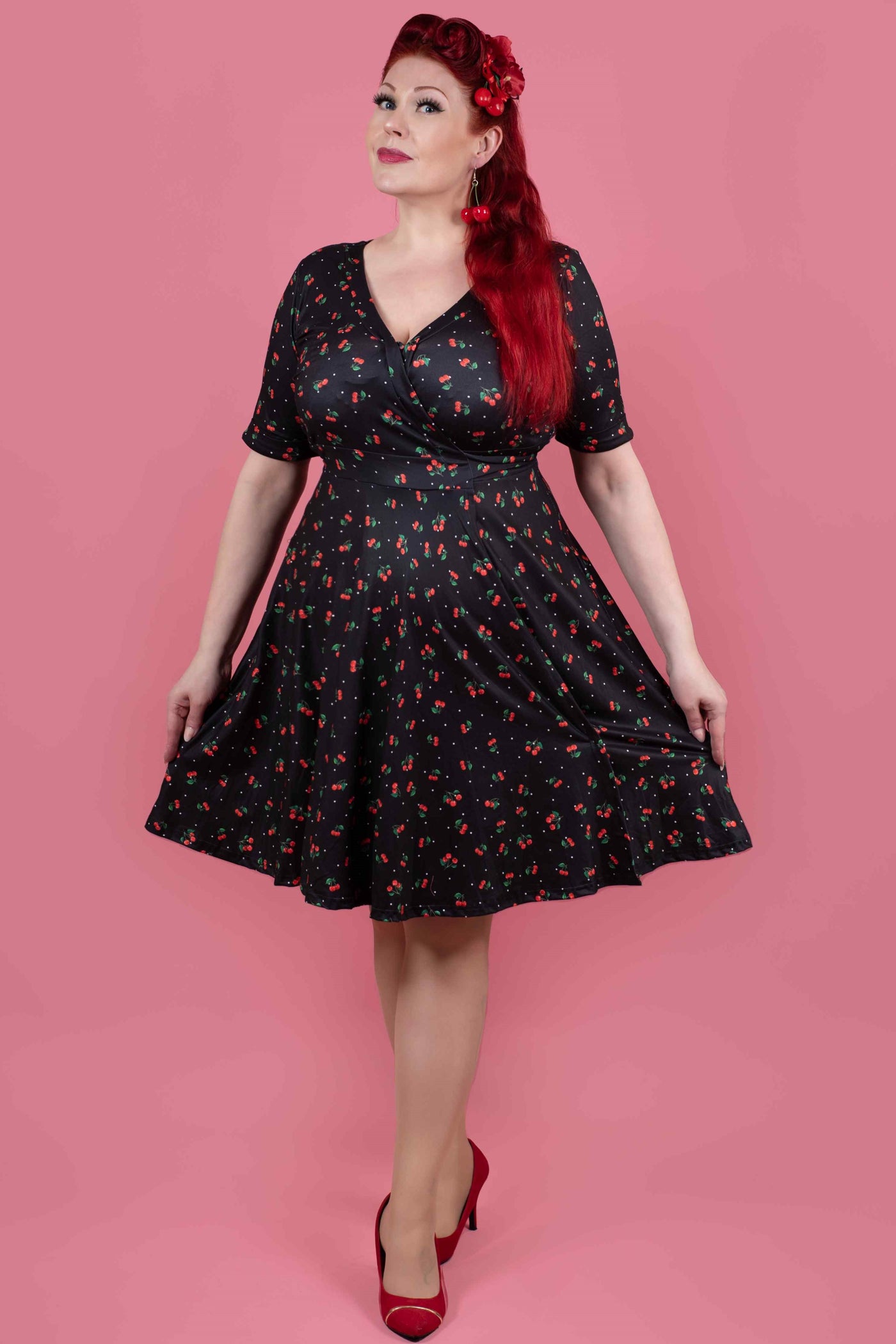 Matilda Retro Black Cherry Wrap Dress