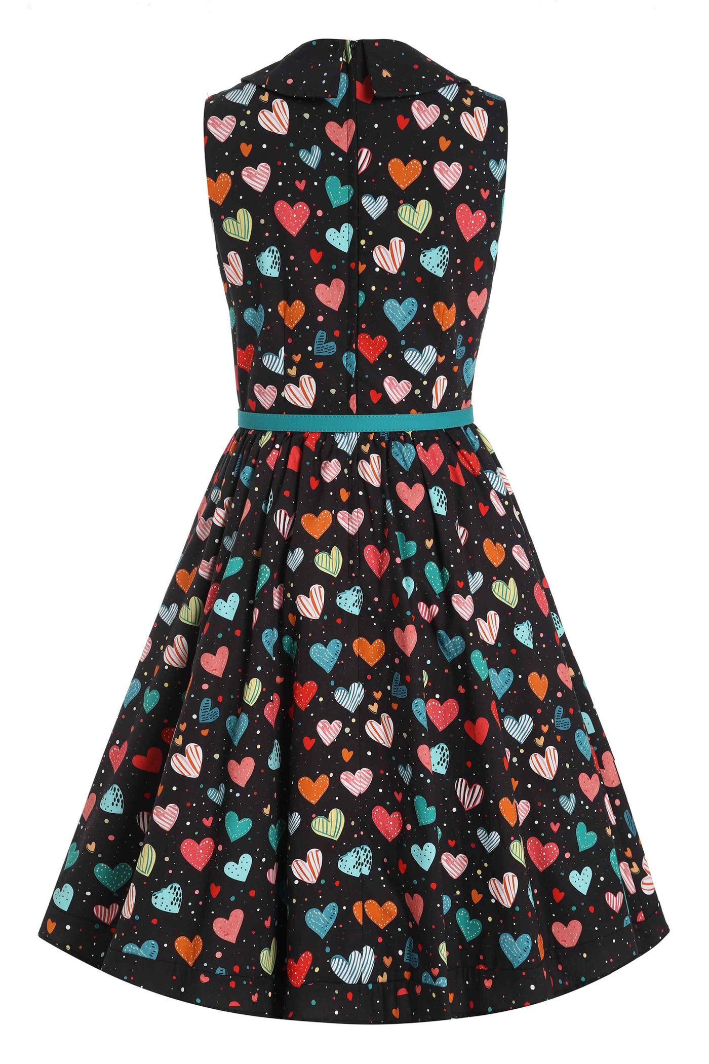 Back view of Black Colourful Heart Shirt Dress