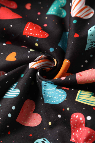 Close up view of Black Colourful Heart Shirt Dress