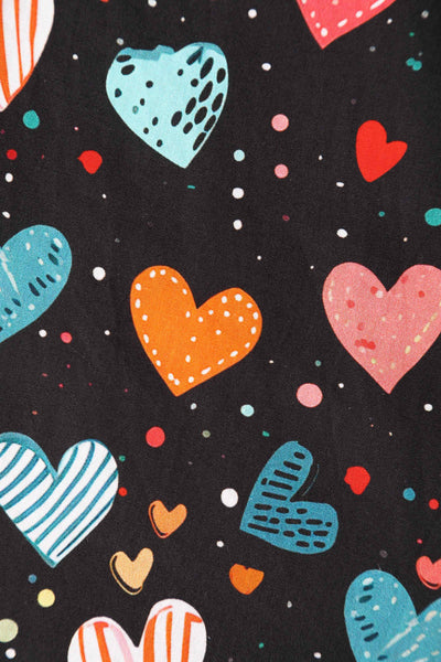 Close up view of Black Colourful Heart Shirt Dress