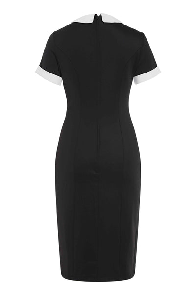 Back view of Black Fitted Collar Dress