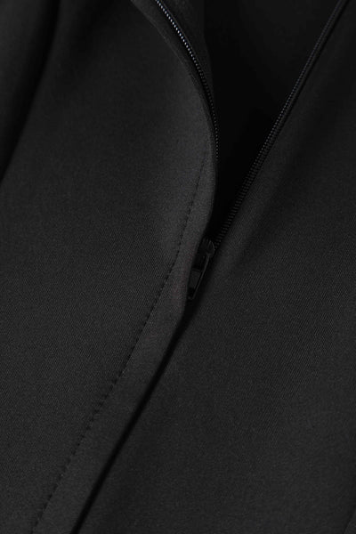 Close up view of Black Fitted Collar Dress