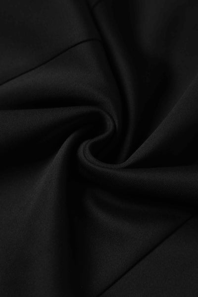 Close up view of Black Fitted Collar Dress