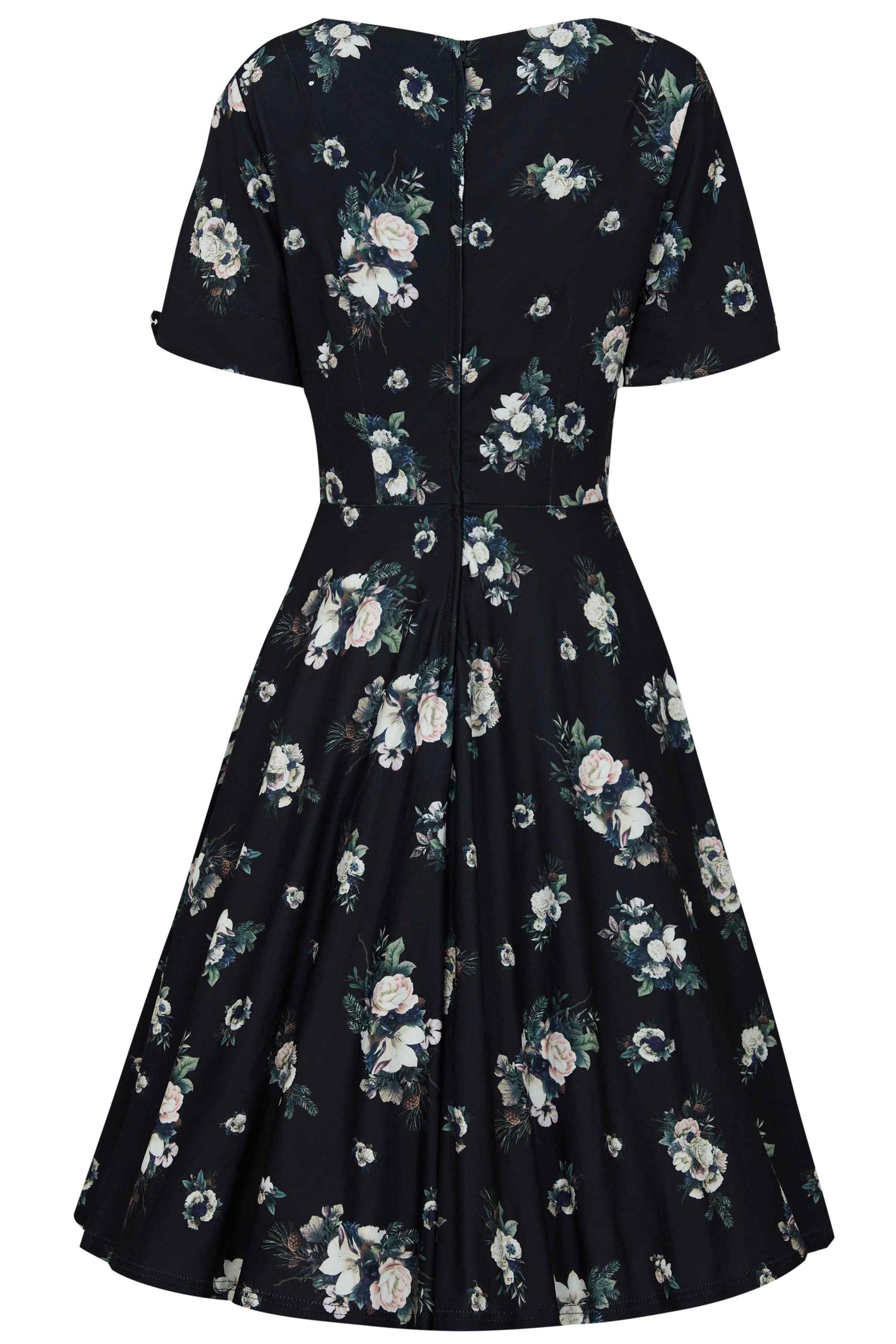 Black Floral Flared Dress