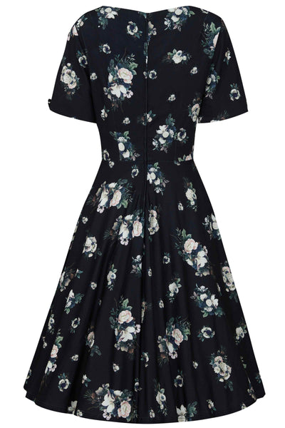 Black Floral Flared Dress