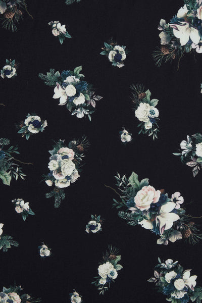 Black Floral Flared Dress