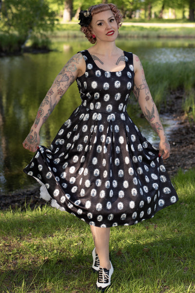 Black Frankenstein Monster Print Swing Dress