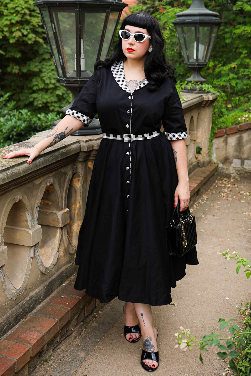 Plus Size Black Full Circle Shirt Dress | Rockabilly Style Plus Size Black Full Circle Shirt Dress | Rockabilly Style