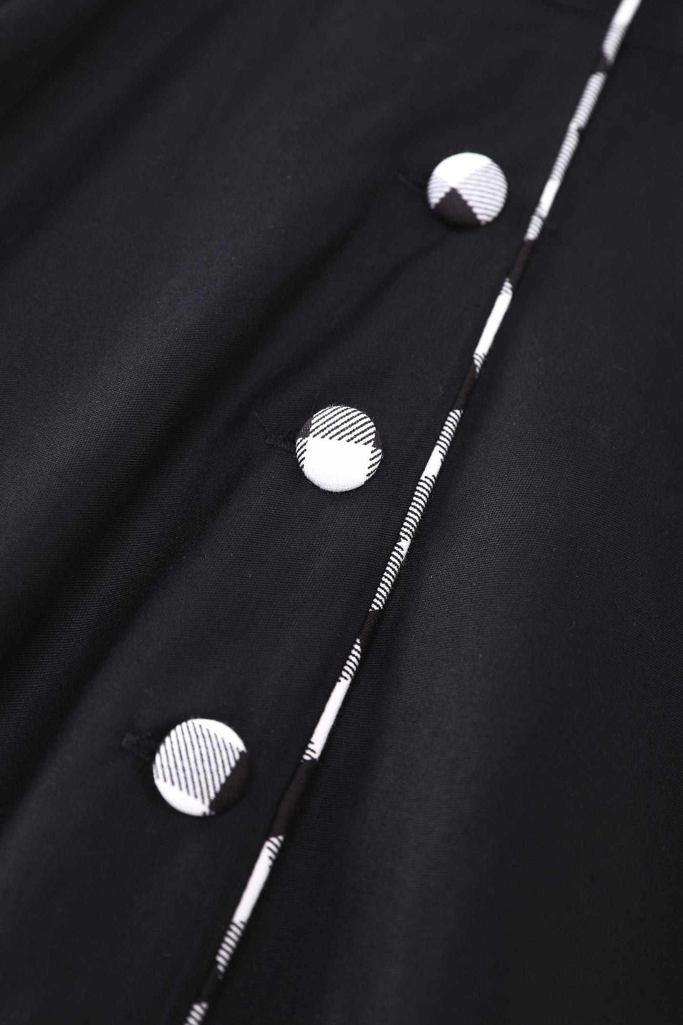 Close up view of Mollie Black Full Circle Shirt Dress With Gingham