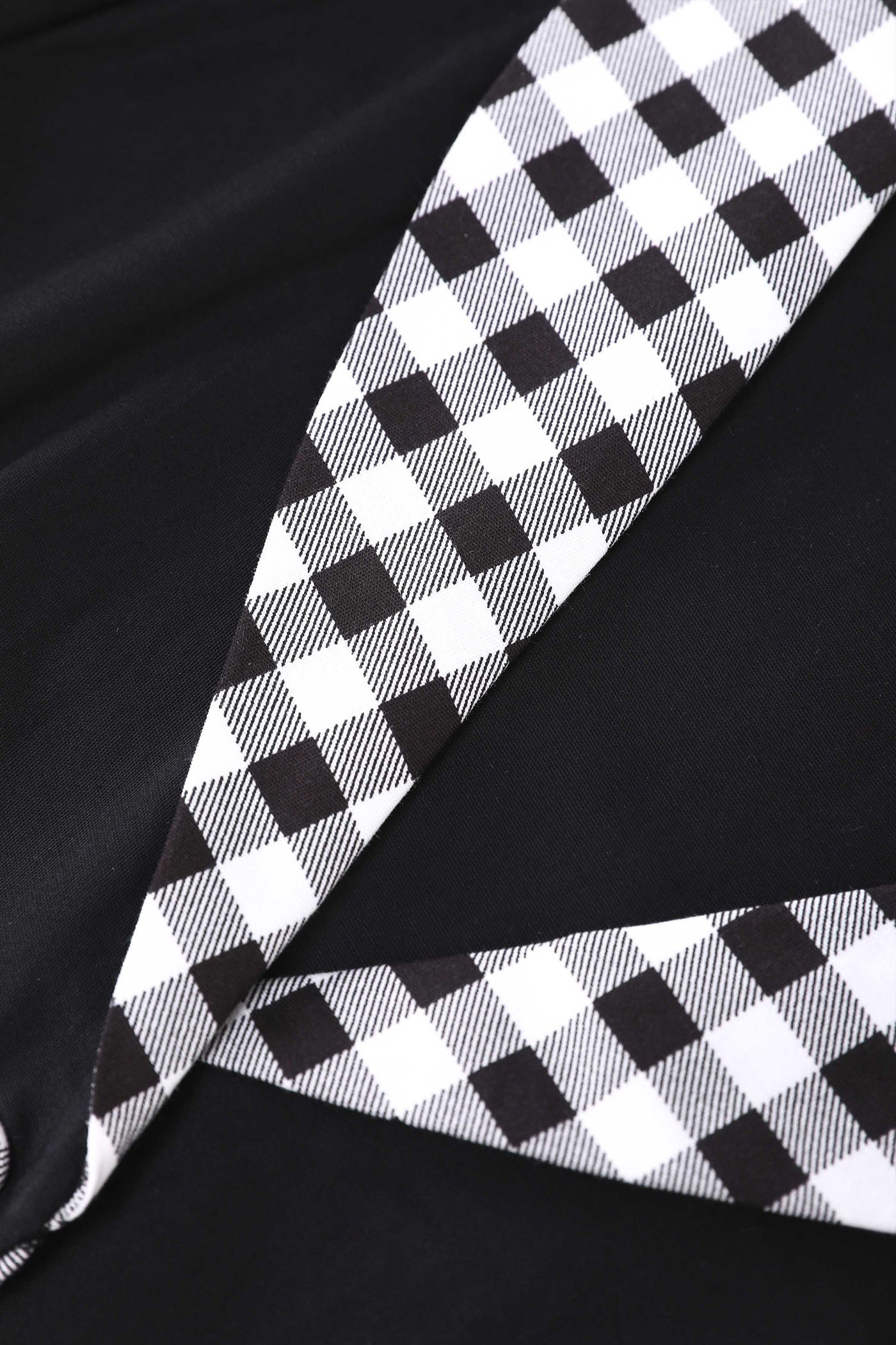 Close up view of Mollie Black Full Circle Shirt Dress With Gingham