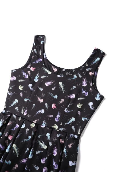 Close up view of Black Jellyfish Swing Dress