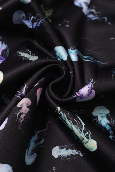Close up view of Black Jellyfish Swing Dress