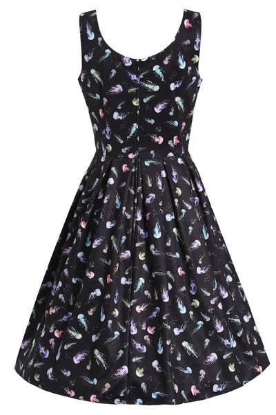 Back view of Black Jellyfish Swing Dress