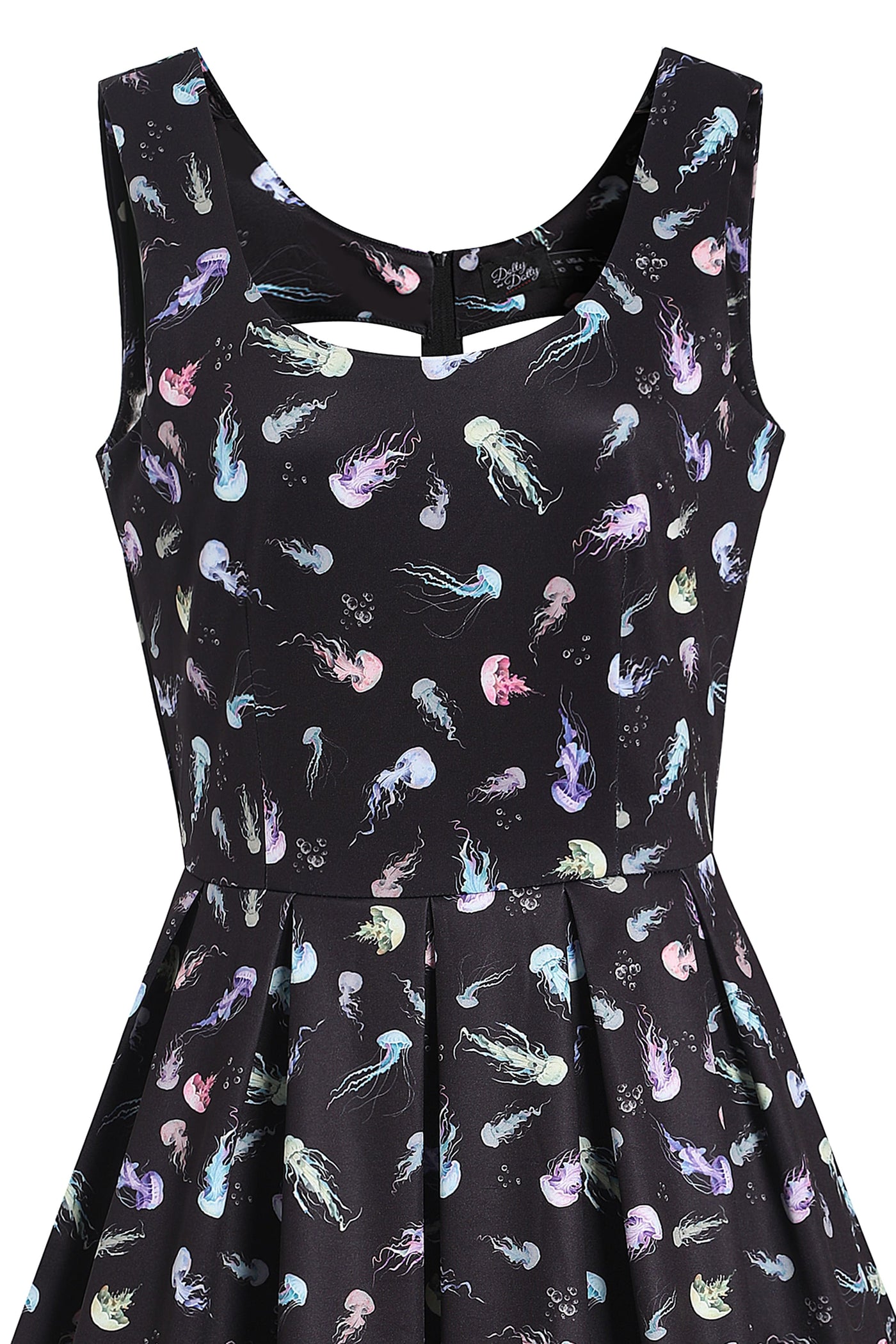 Close up view of Black Jellyfish Swing Dress