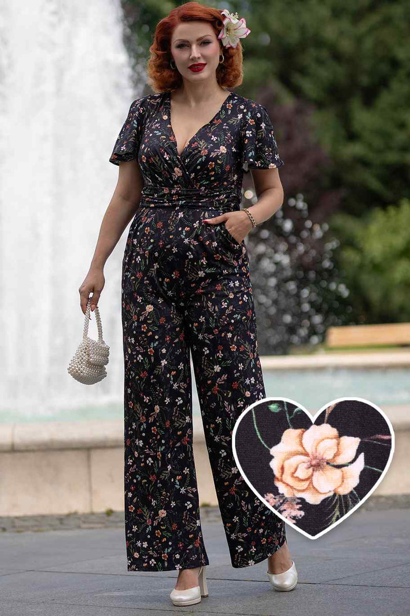 Esther Black Meadow Butterfly Sleeved Jumpsuit 8