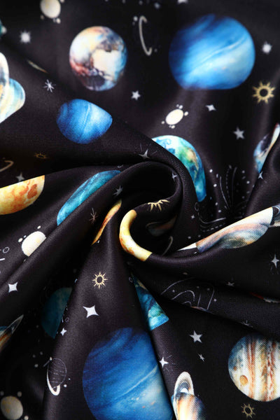 Universe planets on black dress