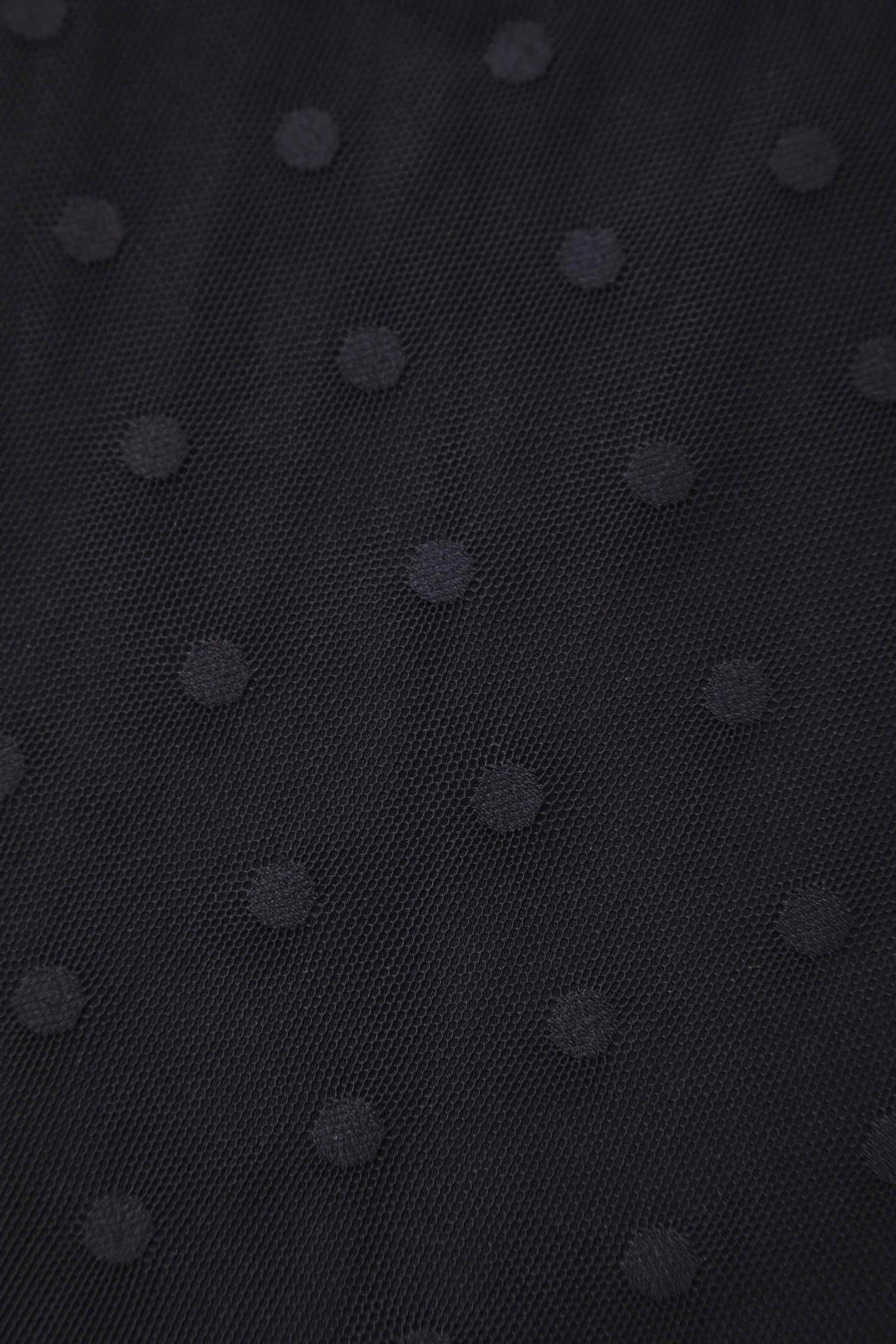 Close up View of Black Polka Dot Mesh Halter Dress