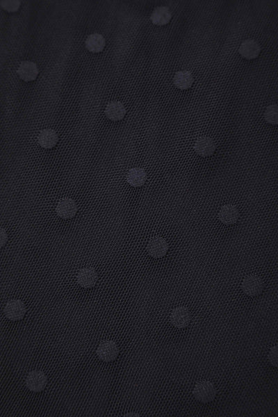 Close up View of Black Polka Dot Mesh Halter Dress
