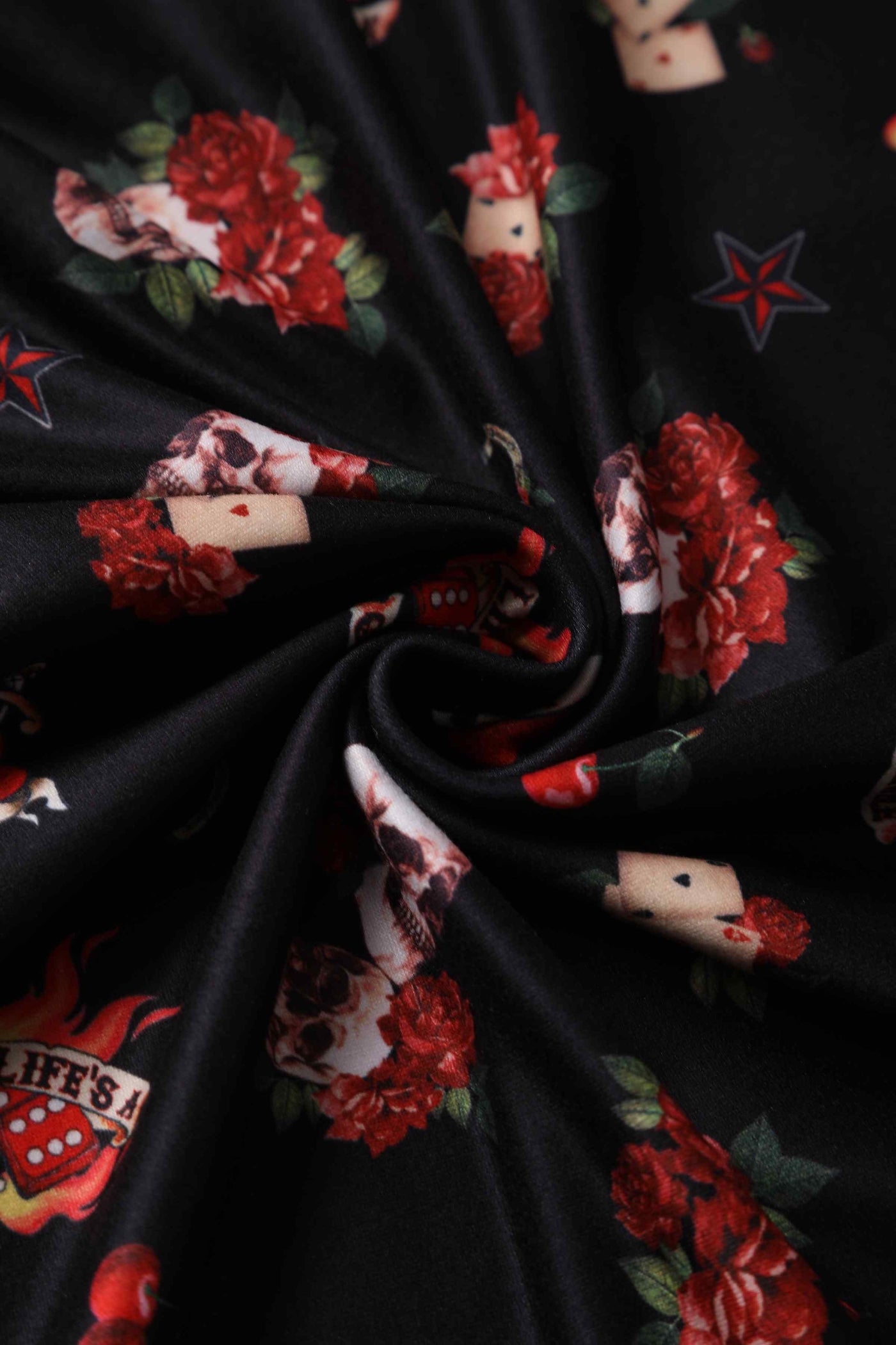 Black Rockabilly Skull & Rose Dress